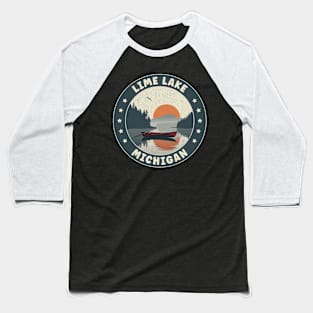 Lime Lake Michigan Sunset Baseball T-Shirt